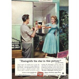 Reingold Extra Dry Beer 1959 Print Ad Featuring Jane Powell 1950s Vintage 9 in